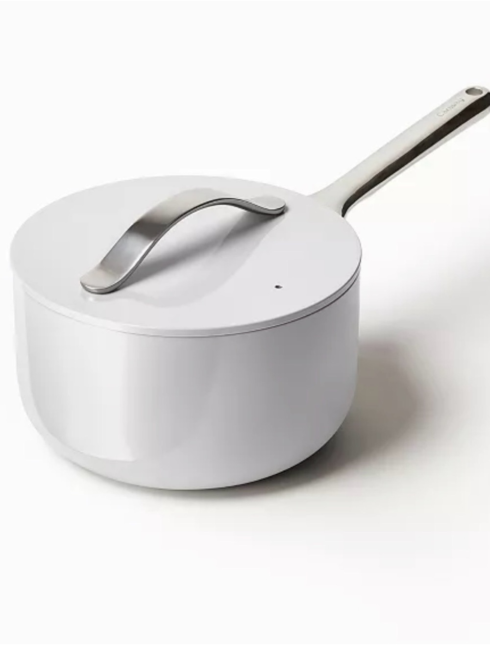 Caraway Modern White Nonstick Saucepan with Lid - Contemporary Kitchen Essential